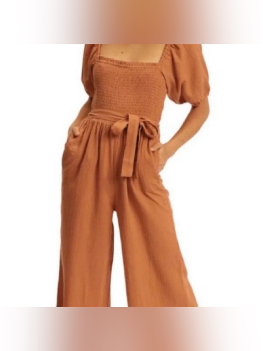 Billabong Rust Orange Smocked Top